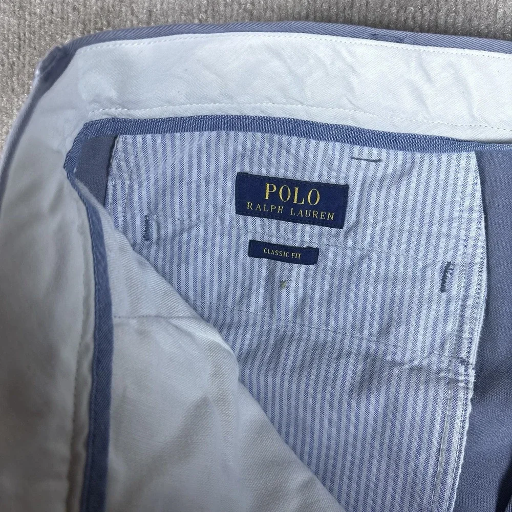 Polo Ralph Lauren Classic Fit Chino Pants Blue Mens 40x32 Cotton Flat Front